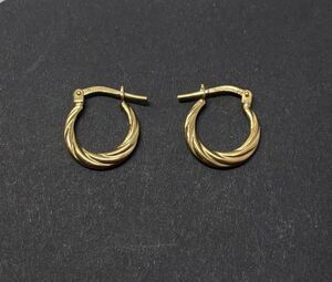 Vintage 10K Gold Filled Hoop Earrings Twisted Huggie Hoops Dainty Childrens